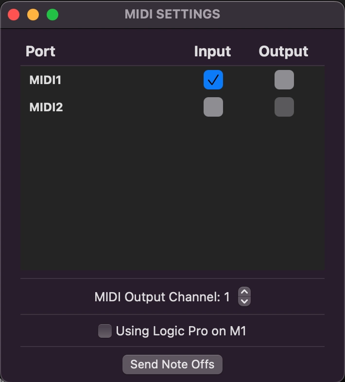 MIDI Settings